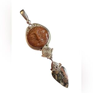 Sajen gold Stone Pendant Sajen 925 Silver Vintage Moon Goddess Yin Yang Pendant